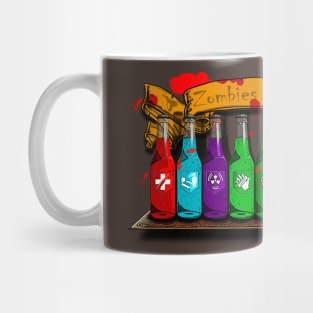 Zombie Perks Top Shelf Zombies Beware on Brown Mug